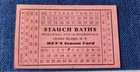 STAUCH BATHS MENS SEASON CARD, CONEY ISLAND, NEW YORK Punch Card Ticket NYC