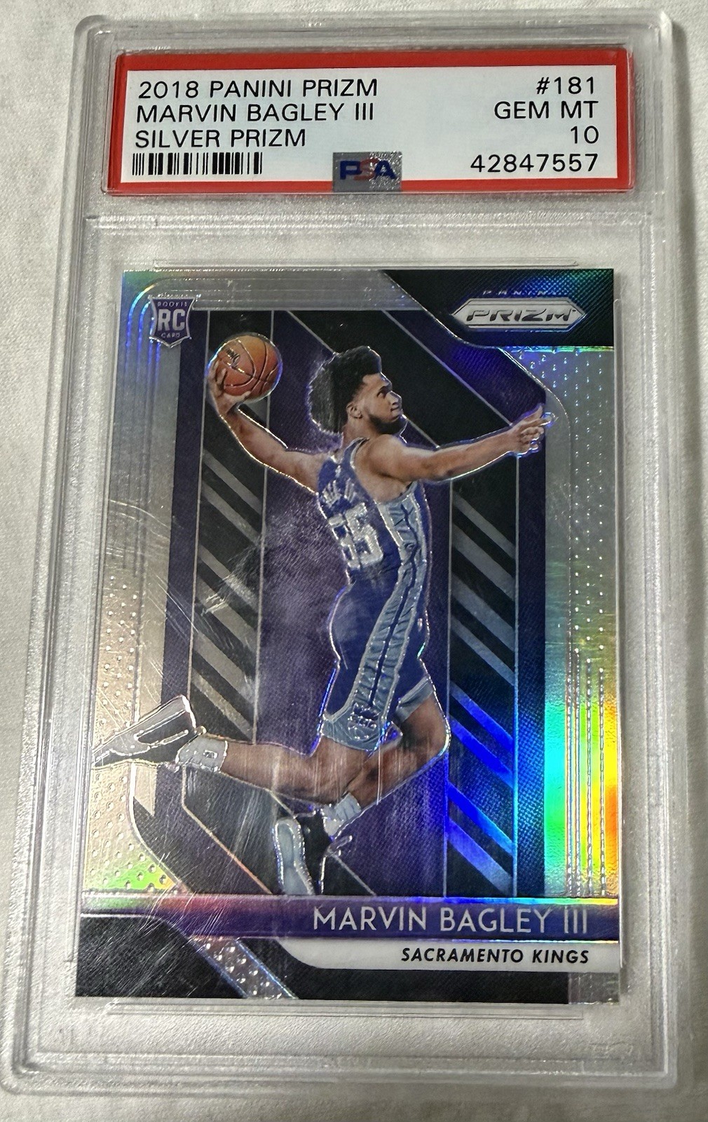 Panini 2018-19 Prizm Marvin Bagley III Kings #181 Silver Prizm RC PSA 10