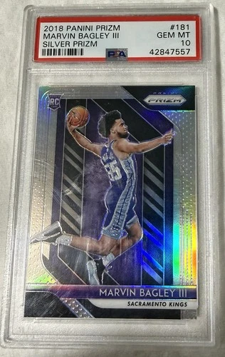 Panini 2018-19 Prizm Marvin Bagley III Kings #181 Silver Prizm RC PSA 10