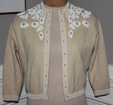 McMullen Angora wool Rabbit Hair beaded vintage Hong Kong cardigan XS rockabilly McMullen Angora wool Rabbit Hair beaded vintage Hong Kong cardigan XS rockabilly - Image 1