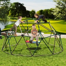 10ft Climbing Dome Swing Set with Saucer Swing Jungle Gym for Kids Backyard Play