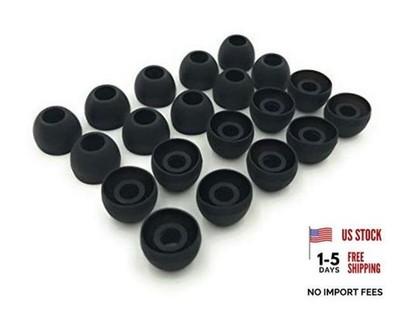 10 Pairs Medium Silicone Replacement Earbud Ear Buds Tips   Black