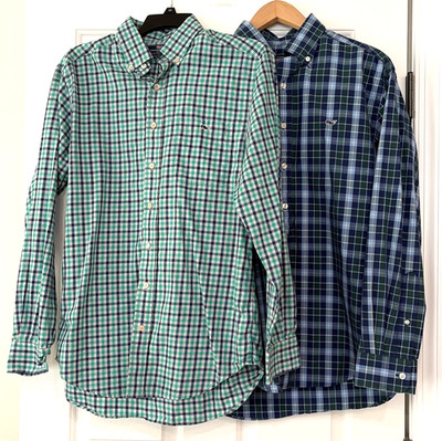Vineyard Vines Mens Plaid Button Down Shirts Size Medium Set of 2 100% Cotton