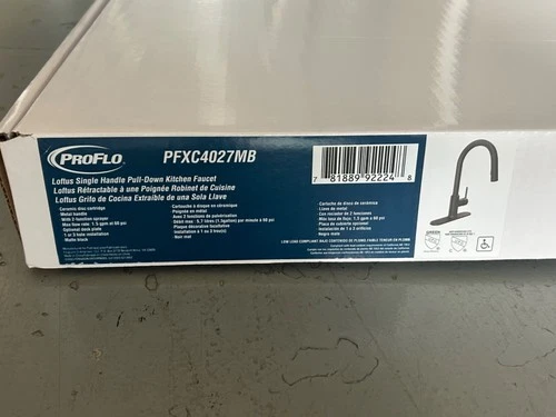 PROFLO PFXC4027MB LOFTUS SINGLE HANDLE PULL DOWN KITCHEN FAUCET MATTE BLACK NEW - Picture 4 of 6