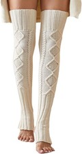 Women's Extra Long Stirrup Leg Warmers Winter Knitted Over Knee Thigh High