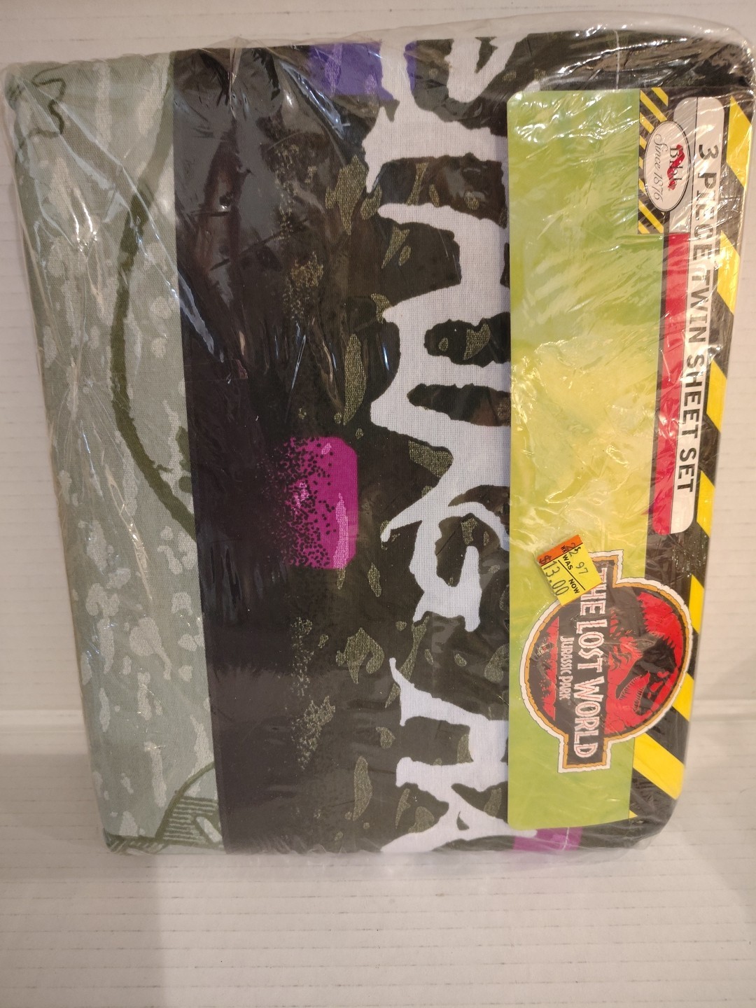 VTG 1997 Jurassic Park The Lost World 3pc Sheet Set New The Bibb Company 