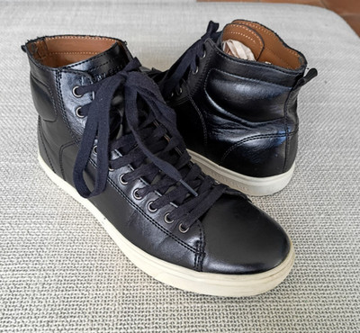 Perry Ellis America Men's Olson Black High Top Leather Sneakers Size 8.5