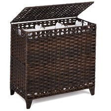 Laundry Hamper with 3 Removable Liner Bags; 132L Handwoven Rattan Laundry Bas...