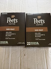 2 Peet's Major Dickason's Coffee, Keurig K-Cup 22 Ct Dark Roast Equals 44 Total