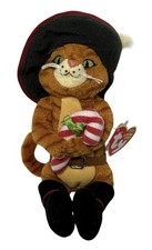 Ty Beanie Baby Puss In Boots Plush Stuffed Animal Candy Cane Holding Shrek Halls