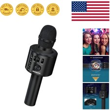 3-in-1 Wireless Karaoke Microphone with AUX Bluetooth for Parties, Black