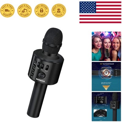 3-in-1 Wireless Karaoke Microphone with AUX & Bluetooth for Parties, Black