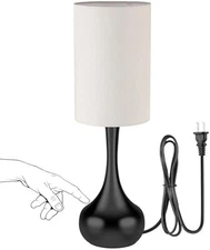 Touch Control Bedside Lamp,3-Way Dimmable,Modern Black Table Lamp, Space 