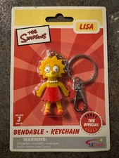 2002 The Simpsons ~ Lisa Simpson ~ Bendable Keychain w/Lobster Clip ~ New