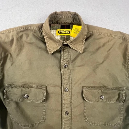Stanley Canvas Shirt Jacket Mens M Brown Fleece Lined Insulated Workwear Shacket image 9
