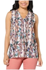 DG2 by Diane Gilman Women's Stand Collar Inverted Tank Multi Animal