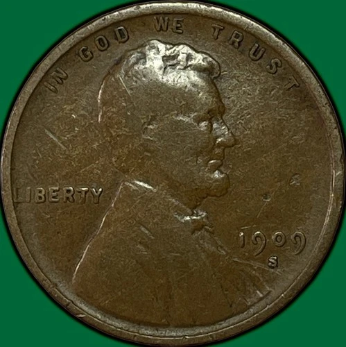1909-S VDB Lincoln Wheat Cent Fine F Coin #36449