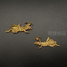 Japanese Sword Menuki Praying Mantis Copper Gold Fine Work Collectible