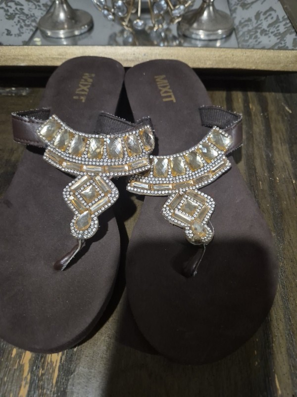 Mixit Sandal Brown Rhinestone Flip Flop