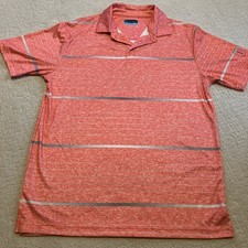 PGA Tour Golf Men's Cool Polo Shirt Orange Striped Short Sleeve Size M NWOT