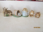 5pc  Homco Brown Bunny Rabbit Porcelain Figurines, #1465,  #1411, #1406-99 — photo 1