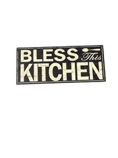 Bless This Kitchen Farmhouse Wall Sign Rustic Kitchen Decor Black Wood