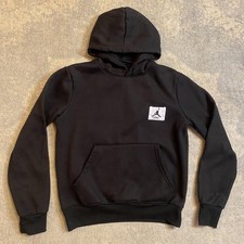 Jordan Hoodie Kids Small Black Fleece Pullover Jumpman Flight Logo Sweatshirt