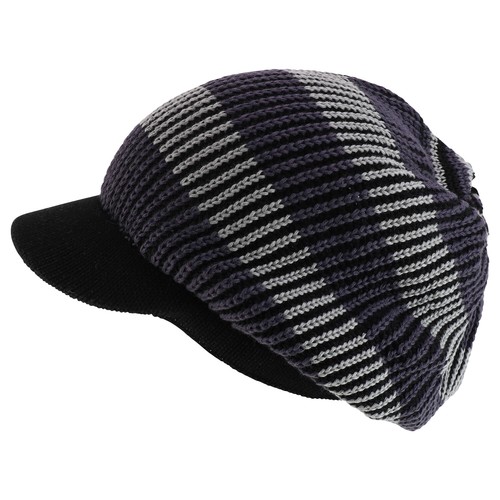 Striped Dreadlock Deep Shell Knitted Cotton Beanie Visor Cap - FREE SHIP - Picture 1 of 13