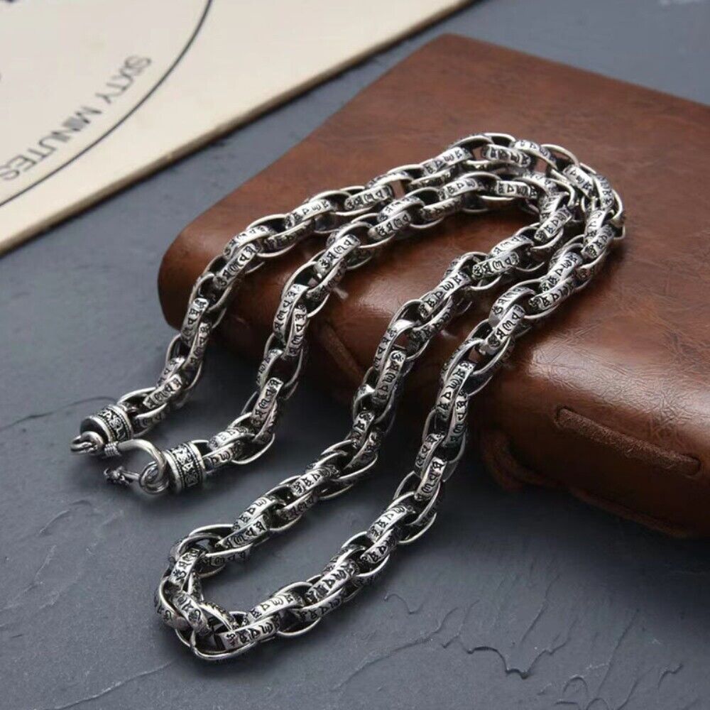 Real 925 Sterling Silver 7MM Oval Link Chain Necklace 19.7inch - 25.6inch Real 925 Sterling Silver 7MM Oval Link Chain Necklace 19.7inch - 25.6inch