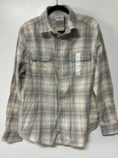 Goodfellow  Co Men's Midweight Flannel Long Sleeve Button-Down Shirt Cream L