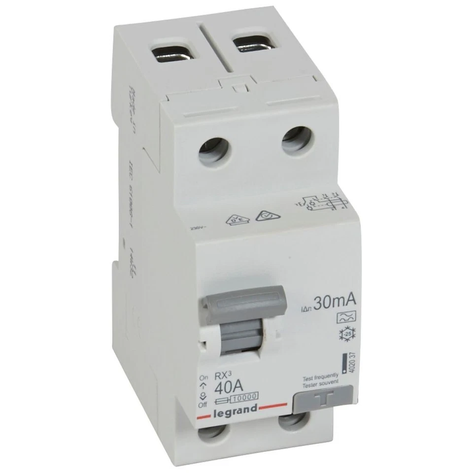 Legrand Residual current breaker RCD RX3 - 2P - 230 V~ - 40 A - 30 mA - A type