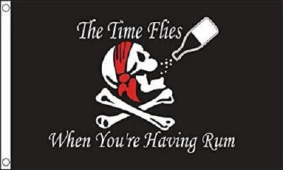 Times Flies When Having Rum Pirate Flag 3x5ft Pirate Boat Flag Jolly Roger Flag
