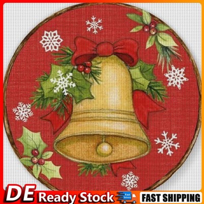 Full Embroidery Eco-cotton Thread 18CT Printed Xmas Bell Cross Stitch 20x20cm