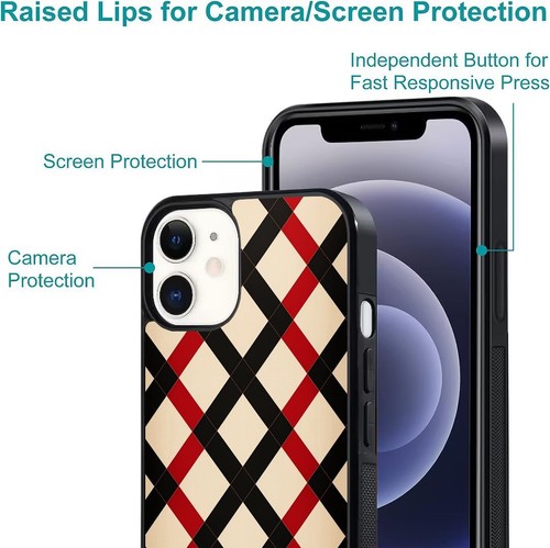 For iPhone SE XS XR Max 5 6 7 8 Plus Shockproof Cover monogram checkered pattern - Picture 14 of 25