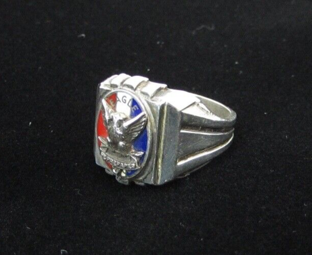 Vintage 1930's40's Boy Scout Ring Sterling Silver Enamel Size 9 Eagle Scout eBay