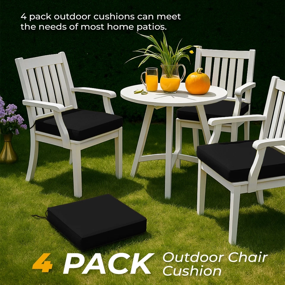 Juego de 4 cojines de patio, impermeables al aire libre, 3 pulgadas de grosor para máxima comodidad Foto 3 de 4