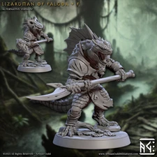 Lizardman Fighter - 2h Maul & Halberd -  Artisan Guild - Dungeons and Dragons