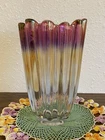 Vintage Federal Glass Co. Iridescent Celestial Moonglow Purple Ribbed Heavy EC!!