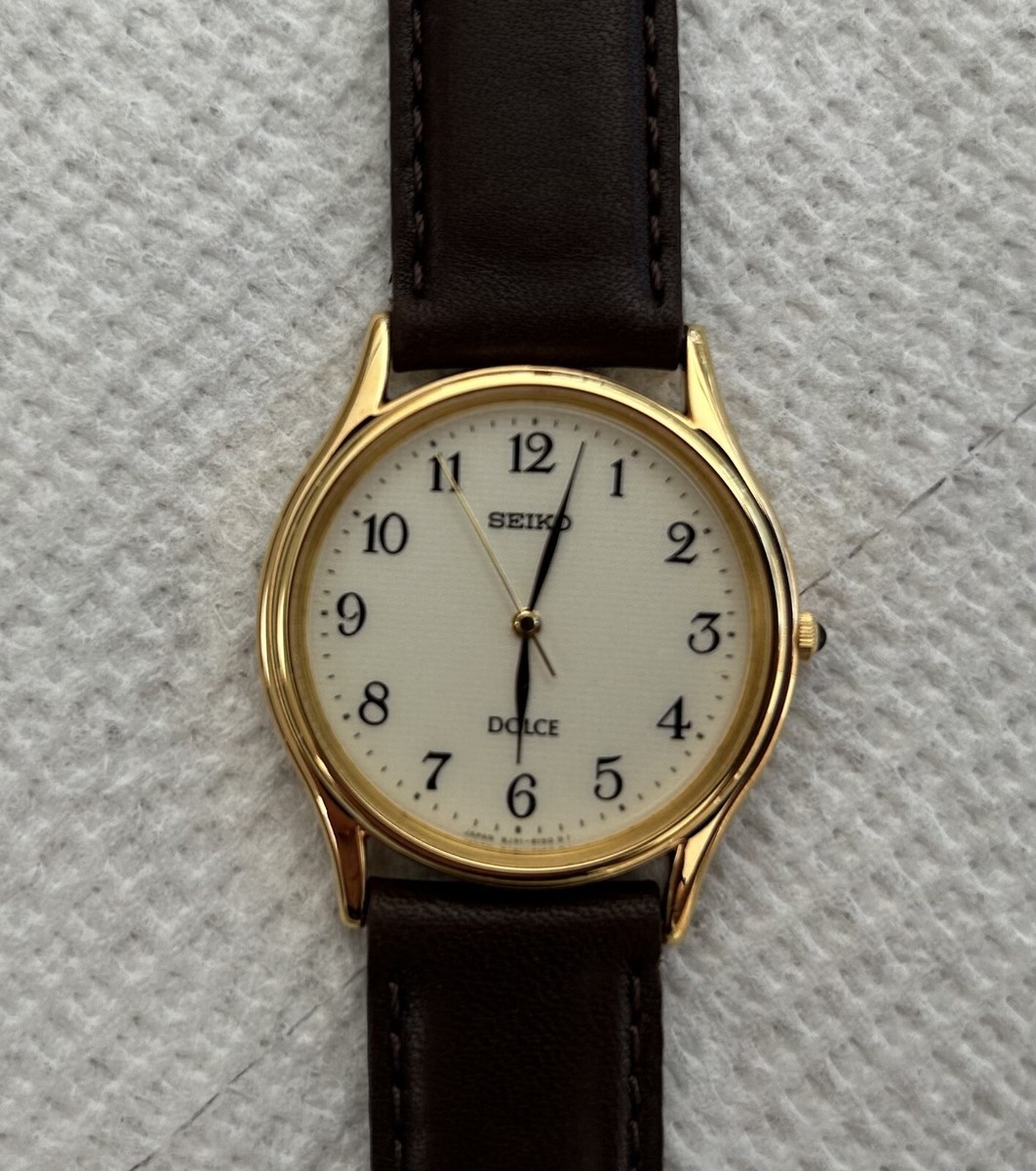 Seiko Dolce quartz 8J41 movement white dial gold tone mens Seiko Dolce quartz 8J41 movement white dial gold tone mens