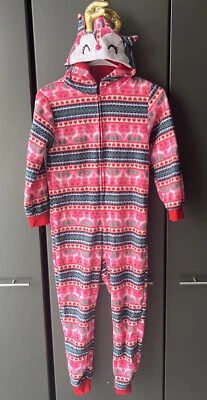 Max & Olivia Big Girls' One Piece Reindeer Hooded Pajama Sz 10-12 Free Shipping - Image 1 of 4