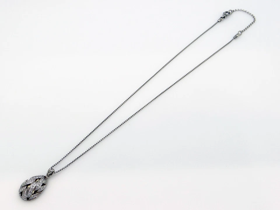 Collar colgante de cadena clásico pavé lágrima diamantes plata esterlina John Hardy Foto 3 de 4