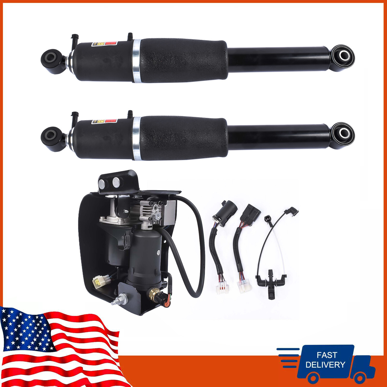 Rear Air Suspension Compressor Set of 3 For Shocks Tahoe Yukon Escalade Suburban
