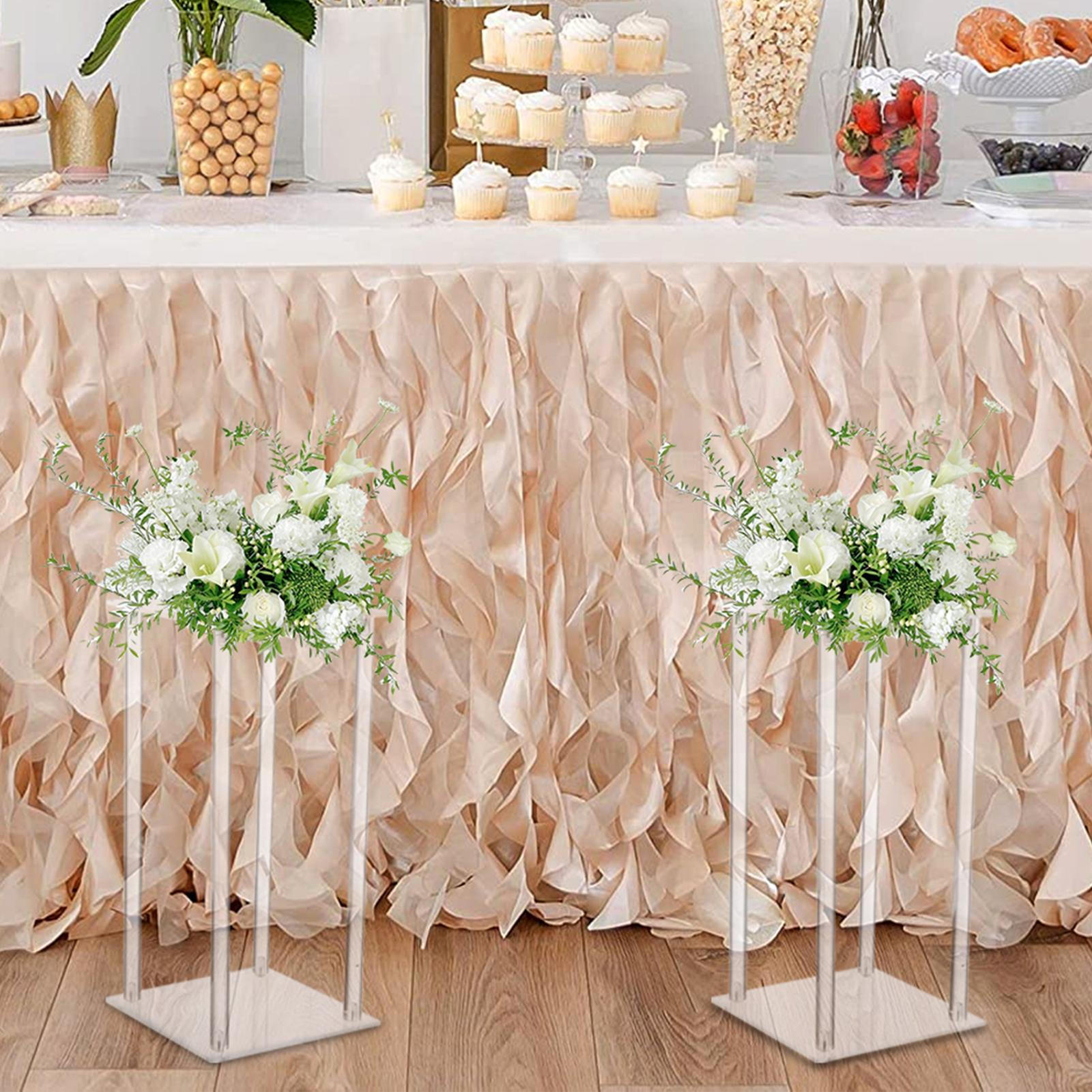 10Pcs Acrylic Flower Stand Column Vase Rack Centerpieces Tabletop Wedding Decor
