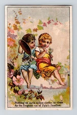 Pyle's Pearline Soap Boy Girl Sitting On Rock Flowers Victorian Trade Card