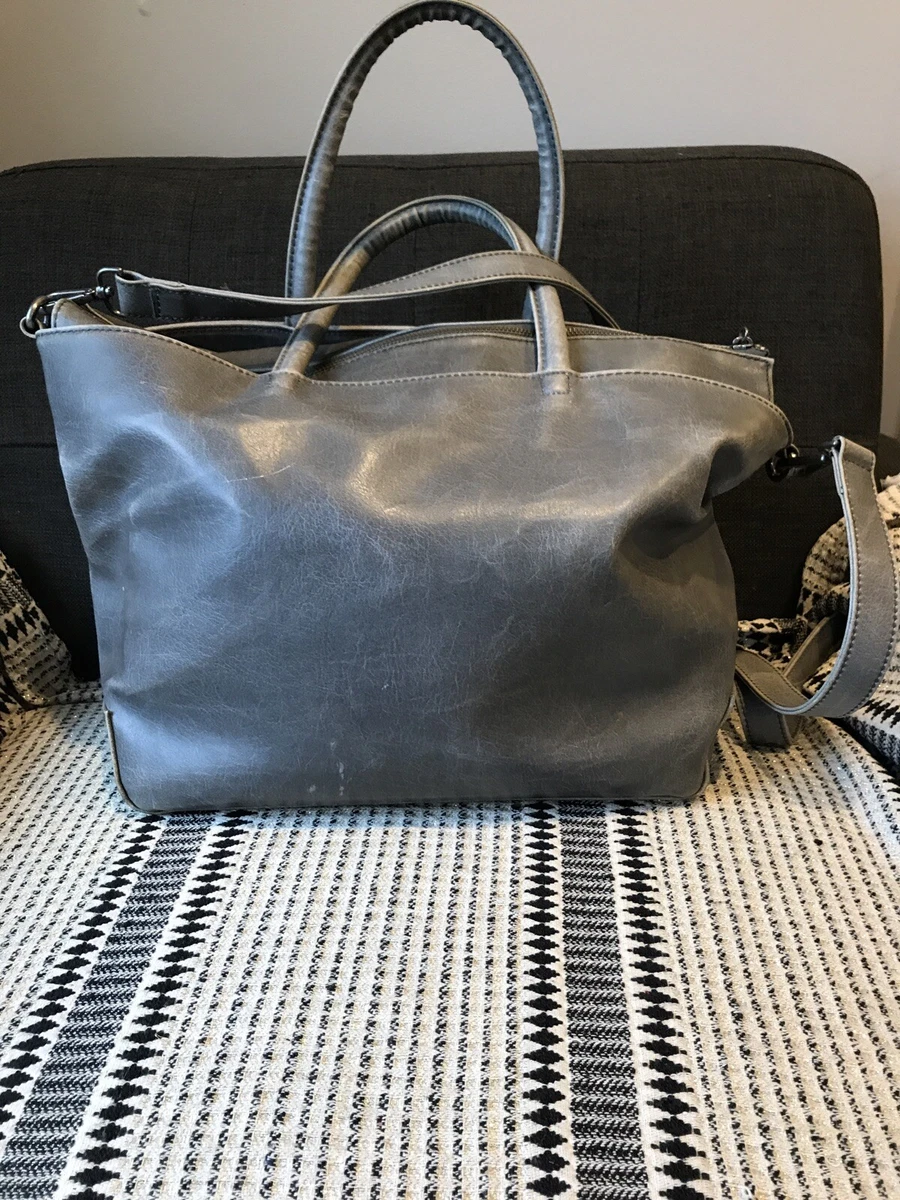 MATT NAT RAYLAN MESSENGER OVERSIZED DIAPER BAG LAPTOP TOTE GREY
