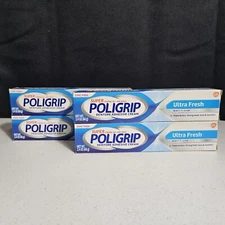 Lot of 4 - Poligrip Ultra Fresh Mint Flavor Denture and Partials Adhesive Cream