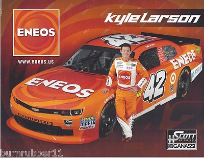 2015 KYLE LARSON ENEOS MOTOR OIL CHEVY CAMARO #42 NASCAR XFINITY SERIES POSTCARD