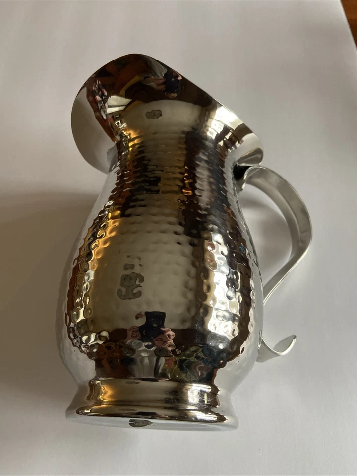 Godinger Silver Hammered Pitcher Model 91783 Stainless Steel Quiet Luxury - Image 2 of 4