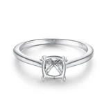 Solid 14K White Gold Cushion Asscher 6x6mm Ring Precious Metal without Stones 