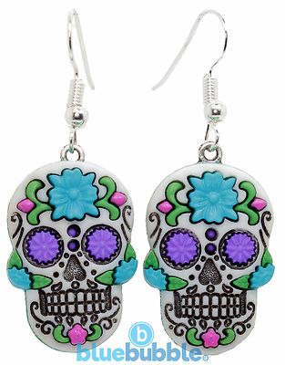 Bluebubble DIA DE LOS MUERTOS Sugar Skull Emo Ohrringe Tag der Toten Skelett